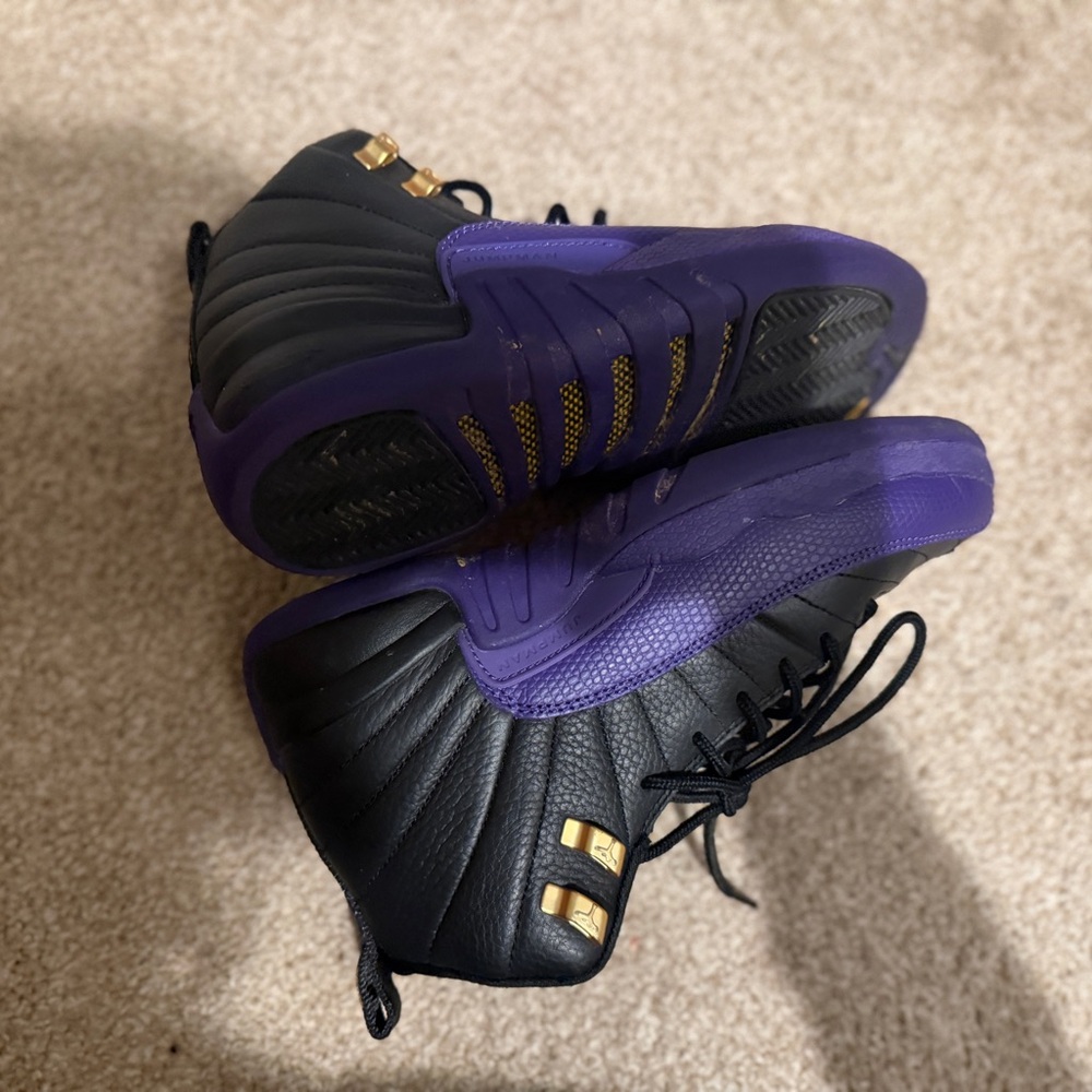 Jordan 12 Retro Black and Purple with Gold Details